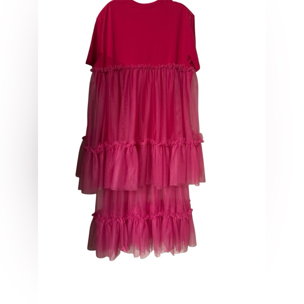 Pink Tiered Tulle Midi Dress - Picture 3 of 6